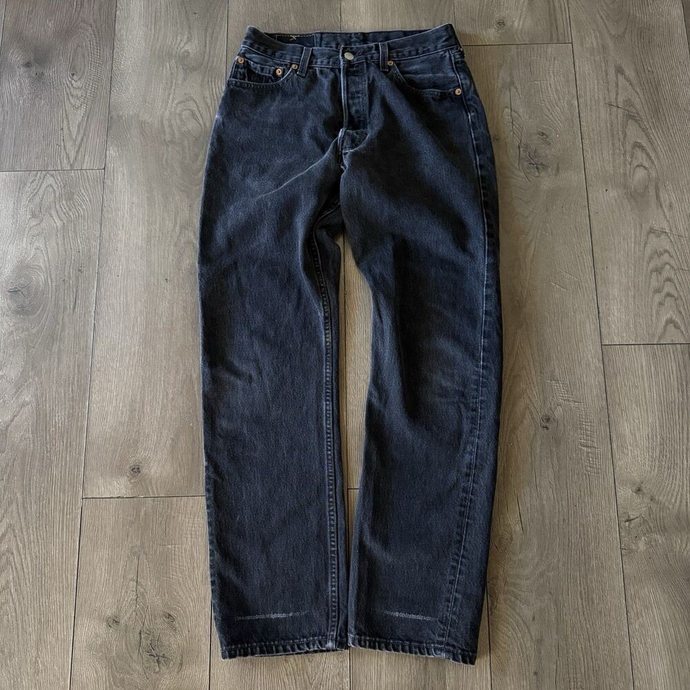 VTG Levi’s 501 6501 0660 USA Made Women’s Straight Black Denim Jeans 30x30